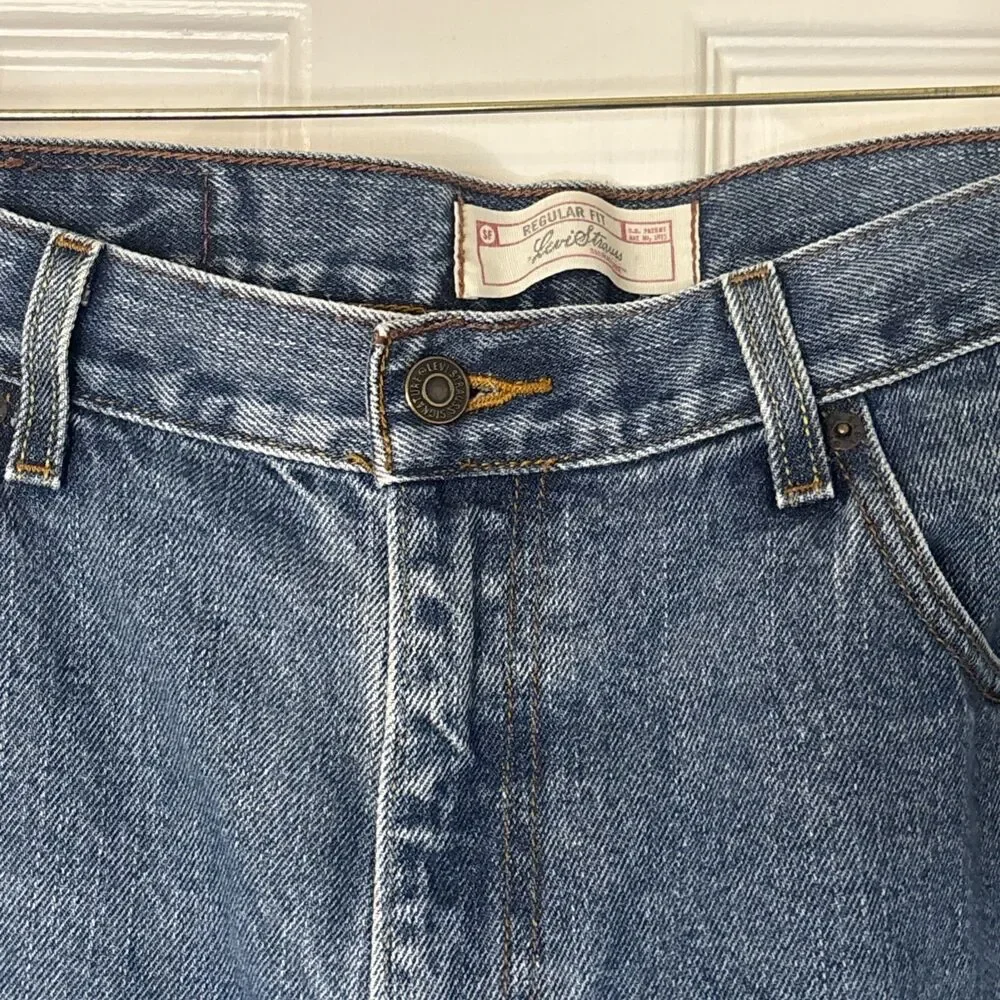 Levi Strauss Signature Mens Regular Fit Straight Leg Jeans Light Wash 36 x 30